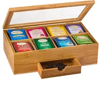 चाय भंडारण बॉक्स छोटे दराज के साथ महान उपहार विचार लकड़ी चाय छाती आयोजक