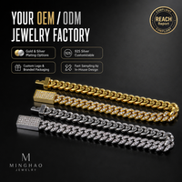 Meilleure Vente Bracelet Maille Cubaine 6mm Sertie de Zircons Cubiques, Bijoux Hip-hop de Qualité pour Hommes, Fabrication Personnalisée, Moissanite, Chaîne à Longueur Personnalisée