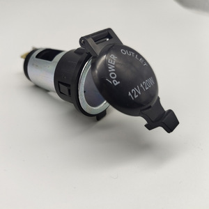 <b>Car</b> Cigarette Lighter <b>Socket</b> <b>12V</b> 120W Metal Round Black Waterproof With Cover - Product Image 2