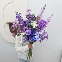 Lila Seiden-Kunstblumenstrauß Lavendel Rose Hortensie Orchidee Blumenarrangement für Hochzeits- und Eventdekoration