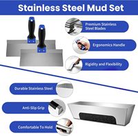 Kit d'outils à main pour cloisons sèches, ensemble de couteaux à mastic avec spatule en aluminium, bac à mastic, truelle de finition plate, grattoir multifonctionnel