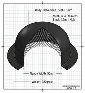 כיסוי פתח אוורור גג כבד ועמיד מדגם YOD, רשת נירוסטה 304, עיצוב מודרני, דירוג IP54, אחריות לשלוש שנים, מתאים למערכות מיזוג אוויר בבתי מלון ואמבטיות. - Product Image 4