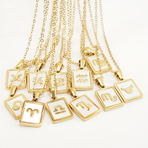 Donne in acciaio inossidabile impermeabile appannamento gratuito astrologia 12 segni zodiacali collana con ciondolo quadrato collane da donna gioielli - Product Image 1