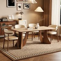 Hochwertiger Luxuriöser Schlichter Holz-Esstisch Rechteckiger Retro-Esstisch für 6 Personen Designer-Esstisch für Zuhause und Restaurant
