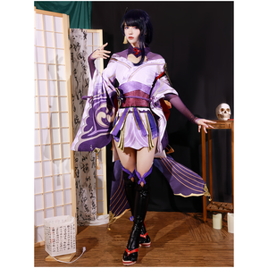 Disfraz de <span class=keywords><strong>Cosplay</strong></span> de <span class=keywords><strong>Raiden</strong></span> <span class=keywords><strong>Shogun</strong></span>, Personaje Femenina de Genshin Impact, Vestido Belusiburu, Peluca Baal, Kimono, Falda con Cinturón y Lazo, Uniforme, Rol - Product Image 2