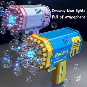 Luckytoys sıcak 40 delik yükseltme elektrikli roket kabarcık tabancası Mini tarzı uzay kabarcık üfleme makine oyuncak ışık ile - Product Image 4
