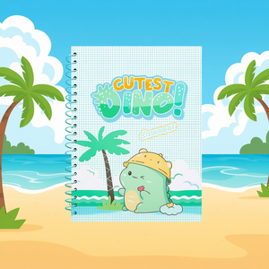 Dinosaur Notebook A4 5mm Grid 100 Pages Spiral Binding Cute Dino Design For Kids School Use - Product Image 2