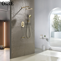 Ensemble de douche mural de luxe haut de gamme en laiton brossé doré Kaiping, avec pommeau de douche moderne à jet doux pour villa, appartement, hôtel