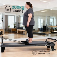 ONEMAX Entrenador de Pilates de Aleación con Marco Negro, Dispositivo Reformer Duradero para Estudio de Pilates, Resortes Europeos Alemanes, 10 Años de Garantía
