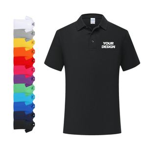 Polo noir uniforme avec col et logo, impression blanche sublimée, vente en gros - Product Image 1