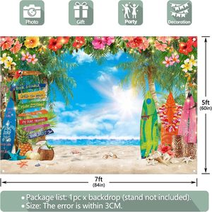 Sfondo Fotografico Hawaiano Estivo 7x5ft, Decorazioni per Feste Luau Tropicali, Striscione con Tavola da Surf, Accessori per Photobooth Festivo - Product Image 6