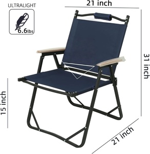 Chaise de pêche pliable légère pour l'extérieur, accessoires de camping, plage, avec porte-gobelet et pare-soleil - Product Image 2