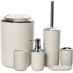 Juego de Accesorios de Baño Modernos de 6 Piezas al por Mayor, Bote de <span class=keywords><strong>Basura</strong></span>, Escobilla para Inodoro, Bandeja, Dispensador de Jabón, Conjunto de Decoración para Baño de Hotel - Product Image 3