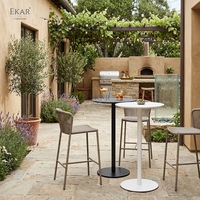 Moderner Aluminium-Outdoor-Bartisch Italienisches Design Runder Bistro-Hochtisch Wetterfester Garten-Pub-Tisch für Villa und Hotel
