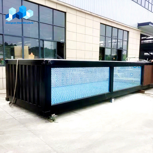China Factory Modular Mobile Prefab 20ft 40ft Shipping Container Swimming Pool With Hot Tub
