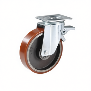 Roue pivotante avec noyau en fonte, support en acier galvanisé, série lourde avec frein - Product Image 2