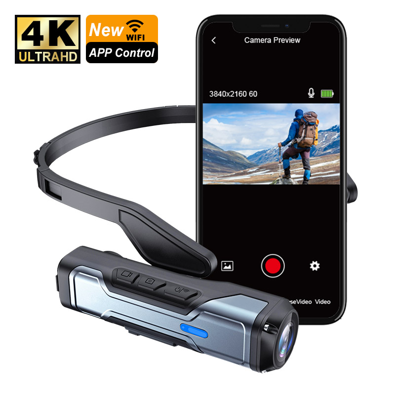 Aoedi ad716a 4K 60fps hành động thể thao Wearable máy ảnh tay miễn phí Head mounted Video Recorder Camera cho hoạt động ngoài trời