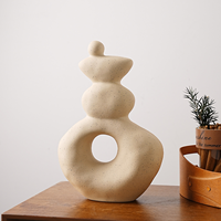 Vase en céramique abstrait moderne TONFO, style nordique, esthétique, creux, en forme de donut, pot à fleurs minimaliste, décoration de table pour salon