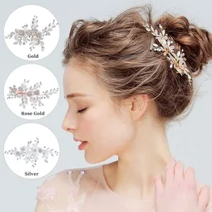 Goedkopere Handgemaakte Bruiloft Fancy Haaraccessoires Bridal Crystal Leaf Haar Clip Voor Dik Haar
