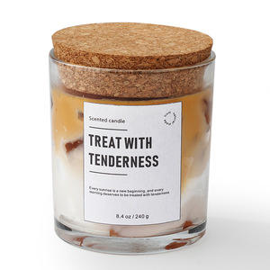Bougie aromathérapeutique artisanale en cire de soja de qualité supérieure, design créatif en forme de glaçon, parfum intense de café, résistante à la combustion, Noël, Nouvel An - Product Image 1