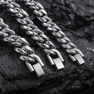Stainless Steel Curb <b>Chain</b> Necklace, Polished Round Link, Tight Weave Cuban <b>Chain</b> for Men, Jewelry Accessory with Lobster Clasp - Product Image 1