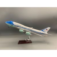 Maquette d'avion 747 Air Force One à double porte avec lumières et roues, ornement d'avion statique en résine de simulation