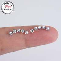 Verbundener Zirkonia-Ohrstecker mit flacher Rückseite für Helix und Knorpel, ASTM F136 Titan, Innengewinde, Labret, feiner Körperschmuck