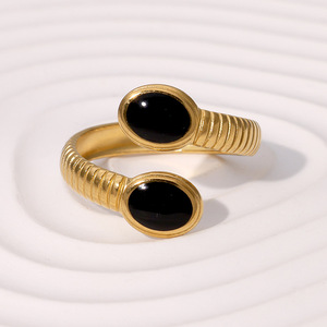 Anello da Donna Trendy in Stile Europeo e Americano, Gioiello in Acciaio Inossidabile Placcato Oro, Fascia Apribile di Alta Qualità ALN26032221 - Product Image 4