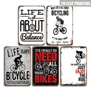 Letrero metálico vintage con la frase: What Life Is All About Bicycling Eat Sleep Repeat - Product Image 1