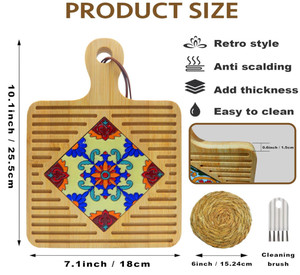 Meilleures ventes : Sous-plat en bambou rétro, durable, multifonctionnel et résistant à la chaleur pour la maison et la restauration - Product Image 2