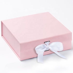 Nastro di raso rosa personalizzato scatole regalo di nozze pieghevoli e magnetiche per damigelle finitura opaca per artigianato e feste - Product Image 3