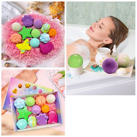 Bombes de bain artisanales mignonnes en boîte mystère - 10 bombes effervescentes rondes aux huiles essentielles naturelles pour enfants et filles, cadeau surprise parfait
