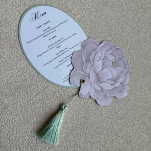 Customized Die Cut Shaped Wedding Card Set Tassel Invitation RSVP Menu Included Personalized Vintage Letterpress <b>Printed</b> <b>Paper</b> - Product Image 2