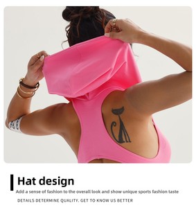 Body de Fitness ligero de secado rápido para mujer, sin mangas, sin costuras, acanalado, ajustado, diseño con capucha, cuello cuadrado, <span class=keywords><strong>Spandex</strong></span>/nailon deportivo - Product Image 5