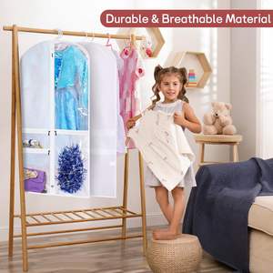 PEVA Costume Dance <strong>Garment</strong> <strong>Bag</strong> with 3 Clear Zipper Pockets 60*100cm Black for Travel &amp; Competitions Storage Protector - Product Image 4