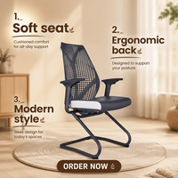 Chaise de visiteur moderne Foshan avec revêtement en PU, hauteur réglable, dossier en TPEE, structure en nylon et base en métal pour l'école et le salon
