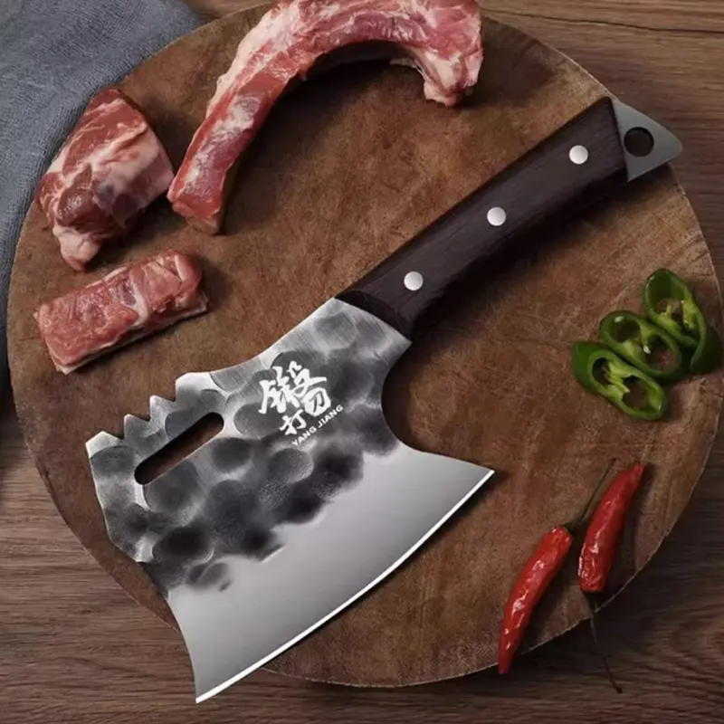 5.31 en manche en bois forgé en acier inoxydable couteau de coupe d'os abattoir forgé hache couteau de hache nécessaire