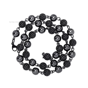 For European American 6-8mm Copper Zircon Inlaid <b>Ball</b> Ice Beads Unisex Hip Hop Necklace <b>Bracelet</b> Wholesale - Product Image 5