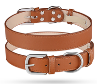 Collier pour chien en cuir PU personnalisé OEM, réglable, durable, avec boucle en métal et anneau en D