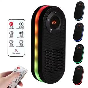 Calentador de Escritorio Portátil Pequeño con Pantalla Digital, Ventilador de Aire Caliente con Control Remoto, 7 Luces Nocturnas de Colores, Silencioso y con Temporizador - Product Image 1