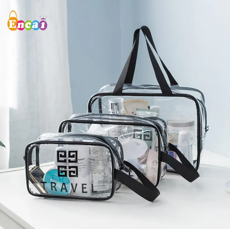 Encai PVC Clear Cosmetic Bag Promotional Gift Waterproof Transparent Toiletry Bag