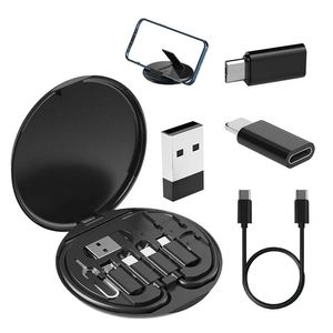2025 Data <b>Cable</b> Organizer Box Custom Logo Black Mini Round 5 in 1 Portable 60w Data <b>Cable</b> Set for Sale - Product Image 1