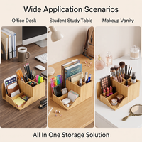 Organisateur de bureau simple en bambou naturel, support pour stylos, porte-documents, rangement de bureau, papeterie, maison, bureau, école, directement de l'usine