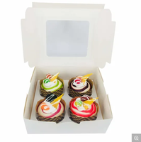 Boîte d'emballage pour pâtisserie, boîte à cupcakes avec fenêtre, emballage pour gâteaux, emballage alimentaire et pour boissons, papier kraft avec revêtement UV