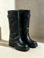 Bottes hautes à bout rond avec boucle et semelle épaisse, marron, pour femme, automne-hiver, style urbain, OEM ODM