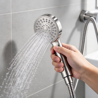 Pommeau de Douche à Main avec Finition Chromée Brossée, Jets/Massage/Pluie/Pulvérisation Douce, Design Moderne pour Appartement et Villa