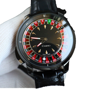 Montre mécanique de luxe de haute qualité avec bracelet en cuir de 20 mm, boîtier en acier inoxydable, style casino, personnalisable, automatique, avec diamants incrustés - Product Image 4