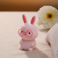 Nouveau design-Lapins avec des lunettes, jolie petite veilleuse, rechargeable par USB