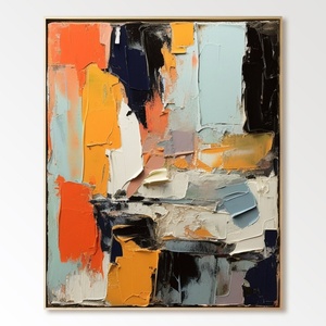 Peinture à l'huile abstraite artisanale encadrée, art mural pour chambre minimaliste, chambre d'hôtes, décoration d'hôtel - Product Image 2