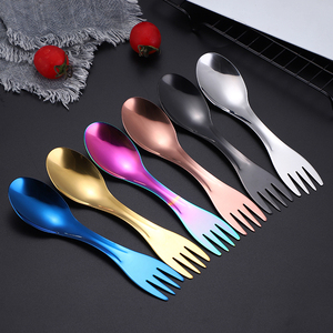 Titan <span class=keywords><strong>2</strong></span>-in-1 Löffel und Gabel Campingbesteck mit Eigenem Logo Edelstahl Spork - Product Image 1